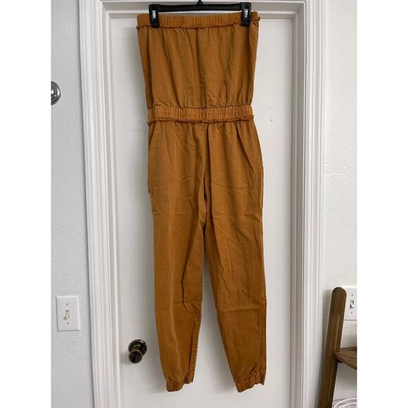 Young Fabulous & Broke Strapless Jumpsuit Casual Lounge Comfort Orange Sz XS - Picture 2 of 8